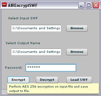 AirEncryptSWF: AIR Application that encrypts, decrypts and injects SWF code.
