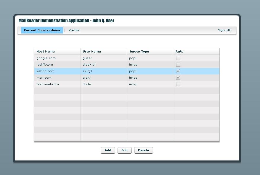 Flex version of Struts Mailreader Application.